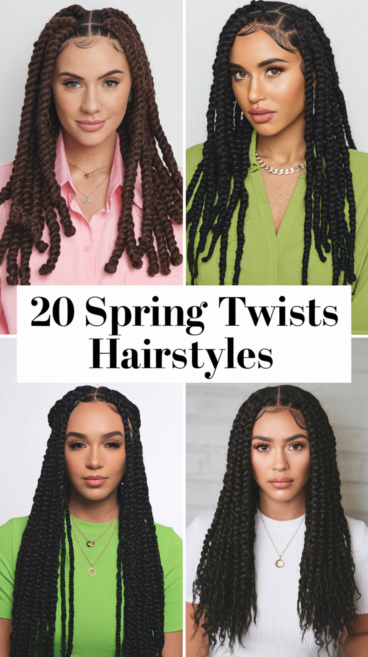 Spring Twists Hairstyles 2025: 20 Ideas Trendy Short, Long & Crochet Styles for Natural Hair