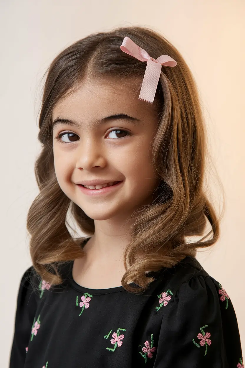 Cutest Girl Haircuts for Summer 2025 Vintage-Inspired Curls with a Ribbon Twist