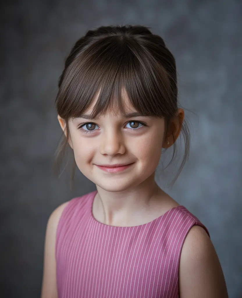 Cutest Girl Haircuts for Summer 2025 Classic Updo with Wispy Bangs