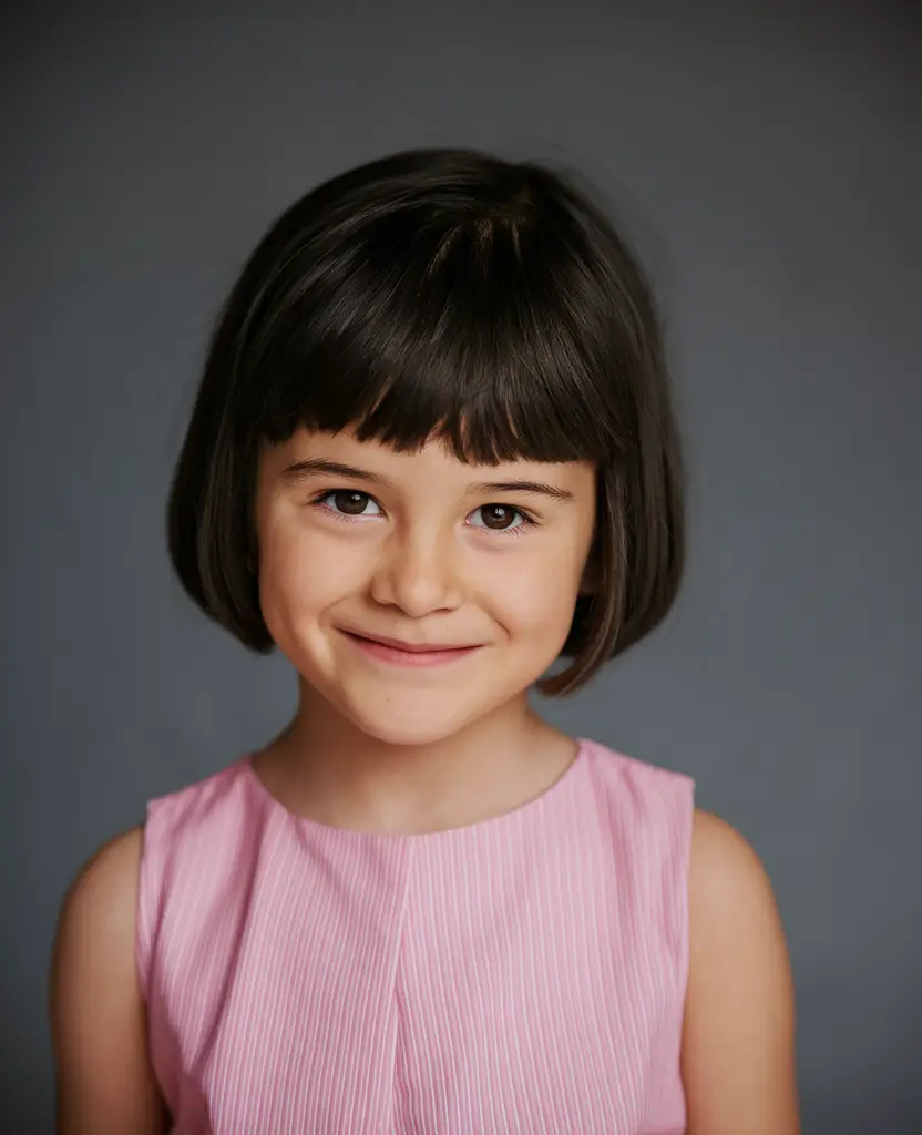 Cutest Girl Haircuts for Summer 2025 Precision Bob with Baby Bangs