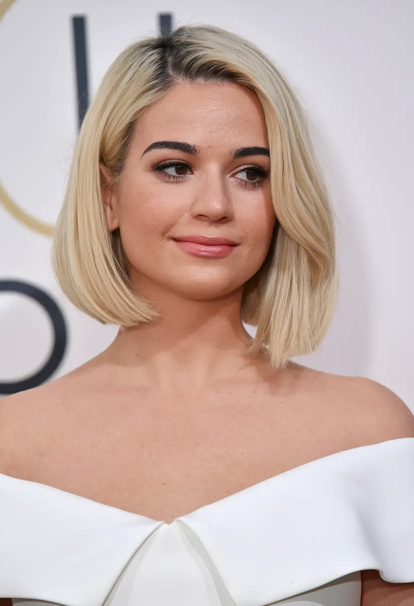 summer short hair for chubby face Precision Blunt Bob with Volume