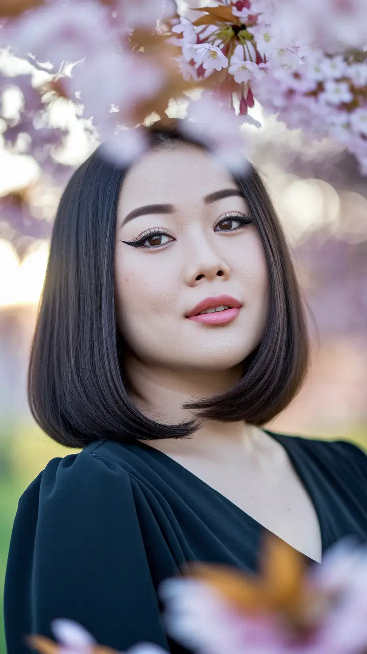summer hair cuts for chubby face Rounded Bob with Under-Curve Volume