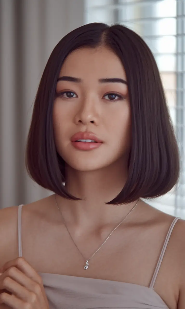 haircut for oval face - summer ideas 2025 Minimalist Asian Bob for Sleek Perfection