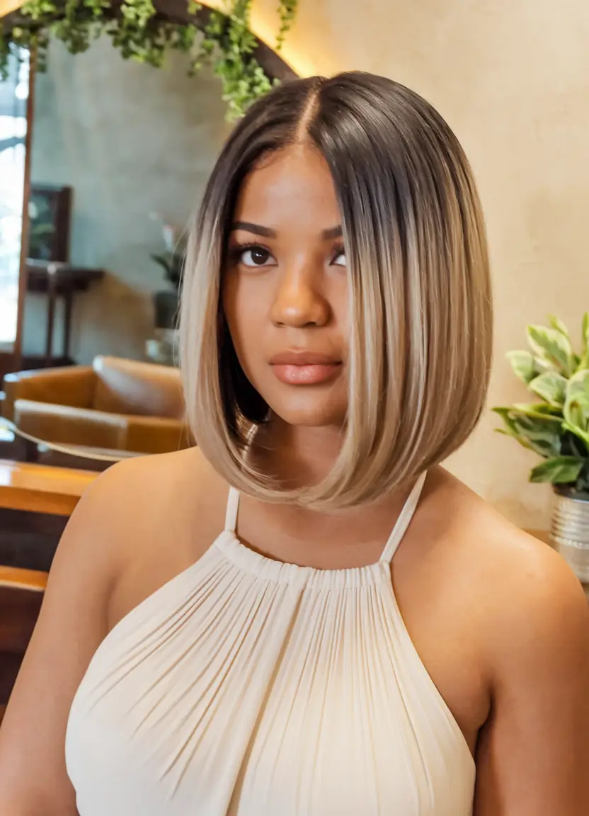 haircut for oval face - summer ideas 2025 Polished Bob with Blended Ombre