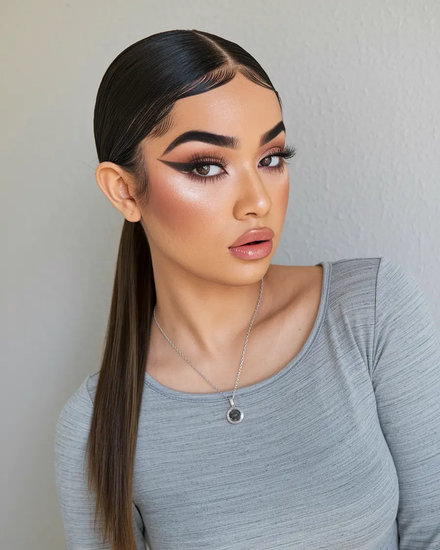 haircut for oval face - summer ideas 2025 Sleek Gender-Neutral Low Ponytail