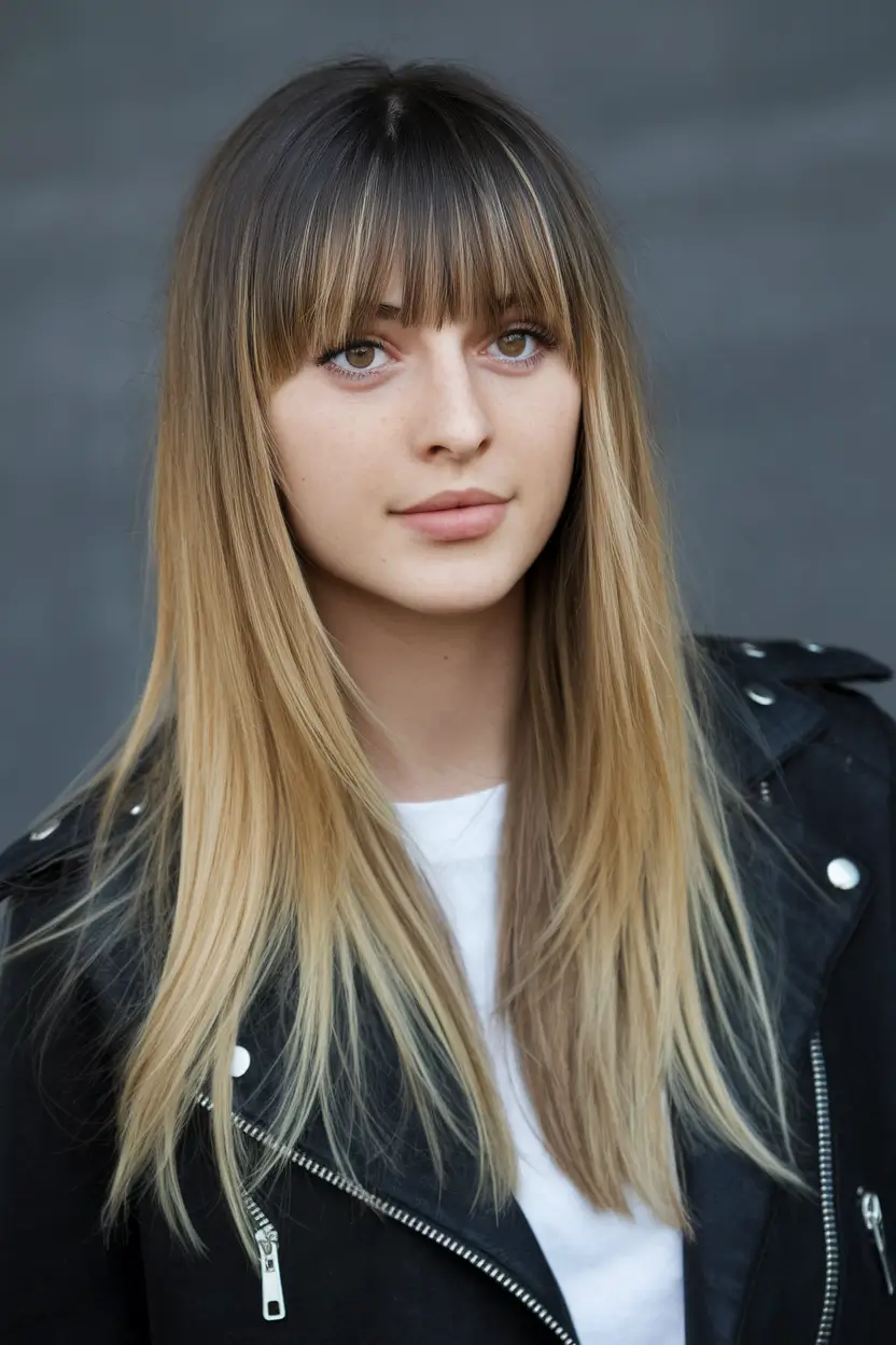 haircut for oval face - summer ideas 2025 Long Layered Cut with Full Bangs