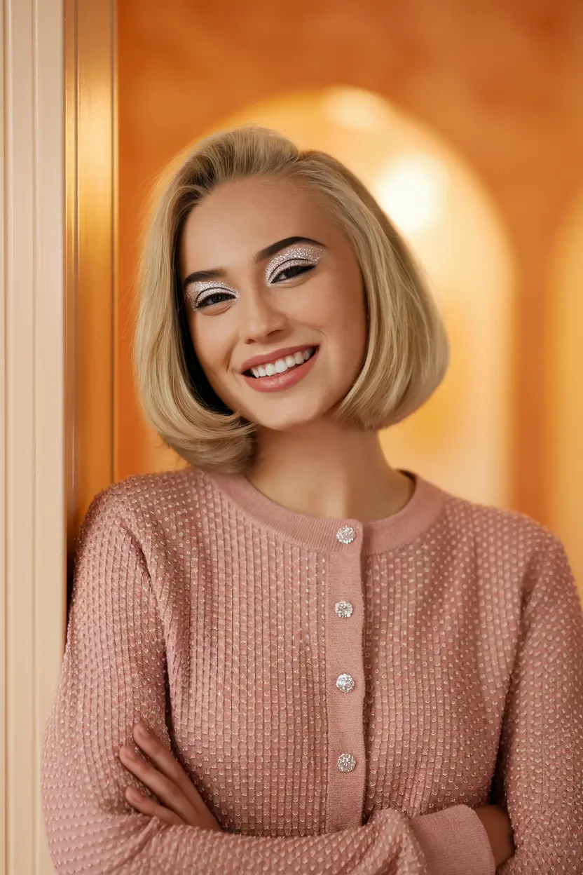 summer haircut round face Classic Chin-Length Bob with Modern Shine