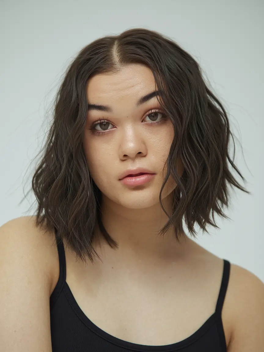 summer hairstyles for medium hair round face Piecey Waves with Effortless Edge