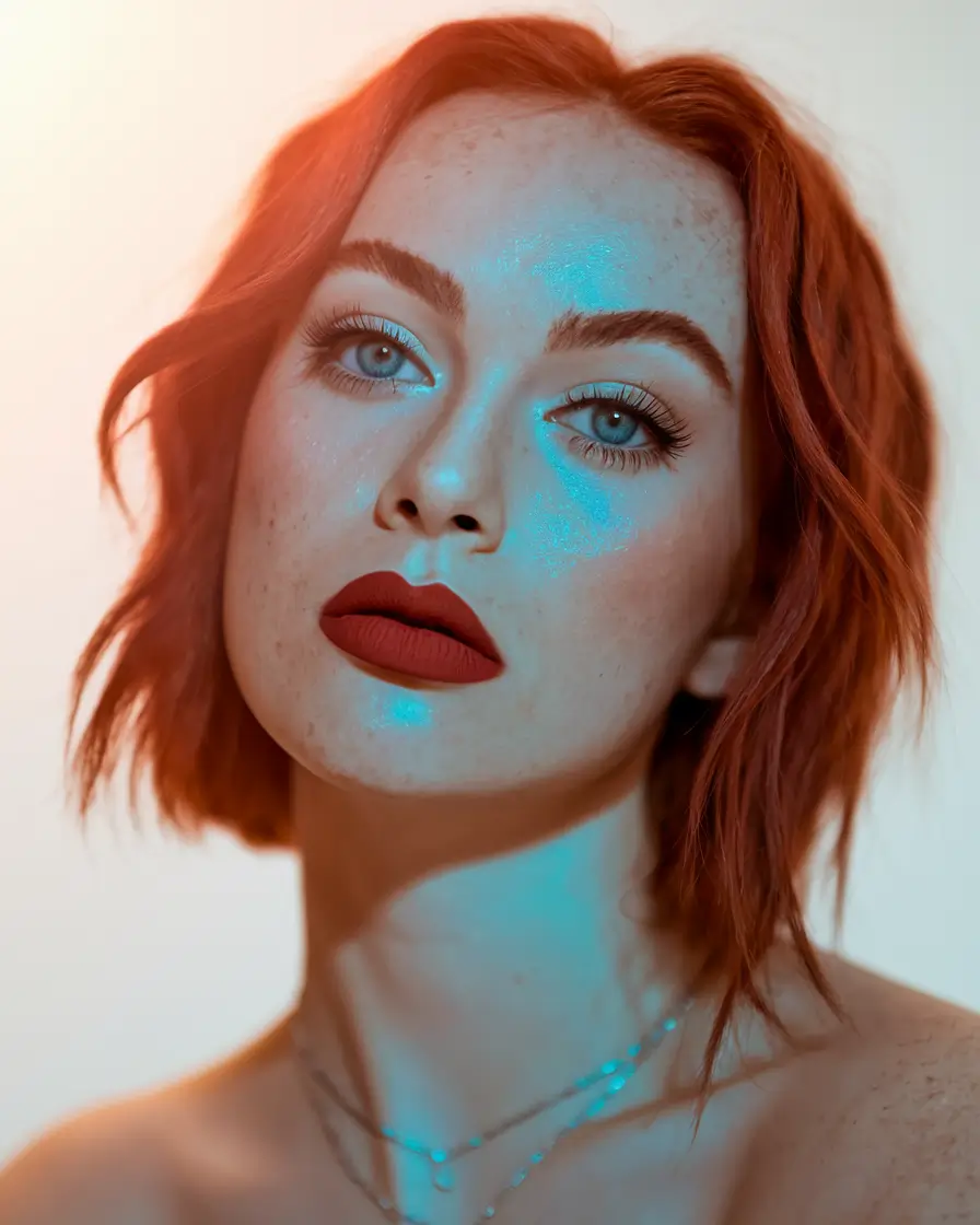 summer haircuts for long hair round face Textured Red Bob with Cinematic Glow