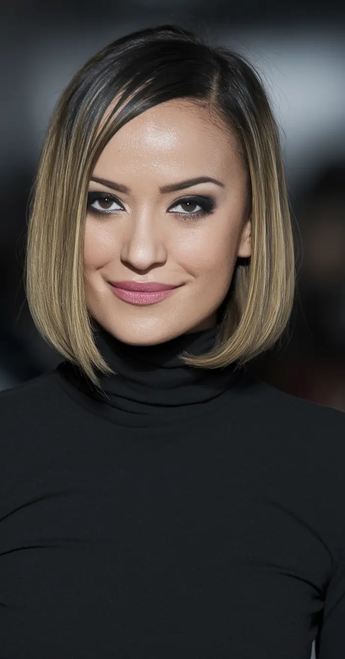 haircut summer 2025 round face High-Contrast Bob with Face-Framing Highlights