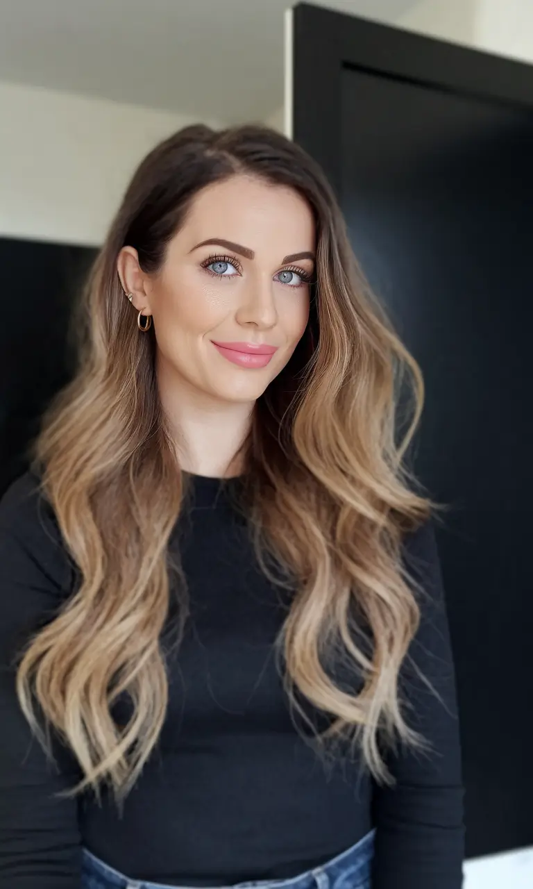 long haircut summer Golden Honey Balayage with Casual Waves