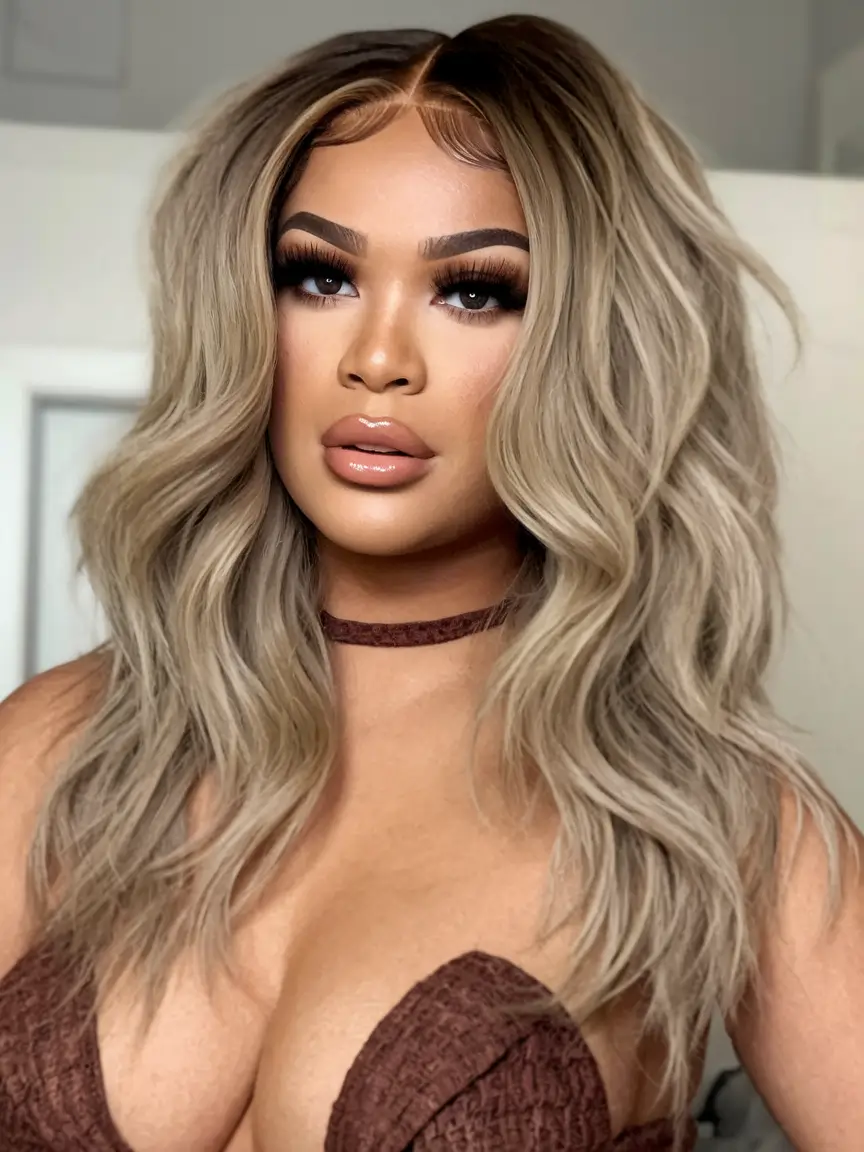 long haircut summer Edgy Platinum Waves with Curtain Bangs