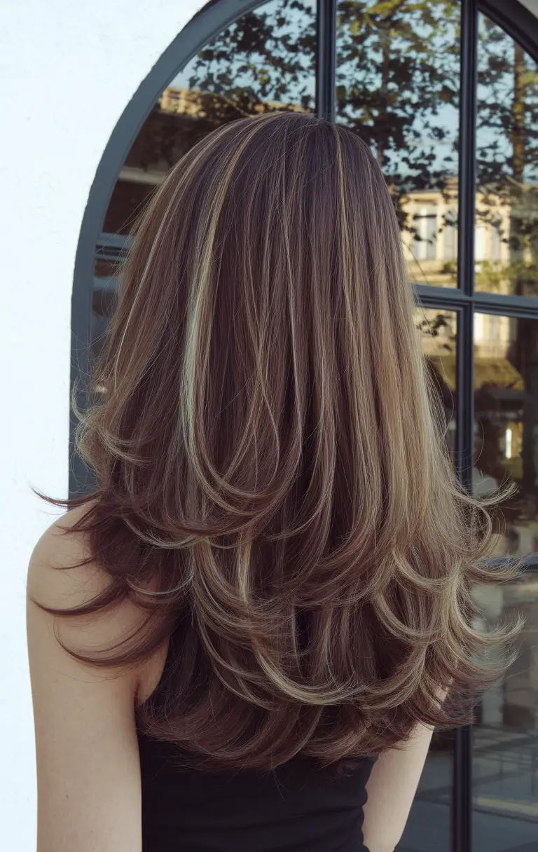 long haircut summer Feathered Layers with Honey Highlights
