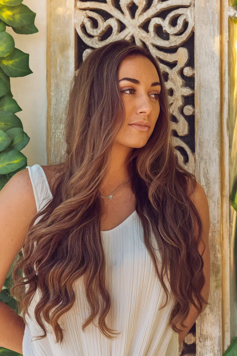 long haircut summer Chocolate Waves with Soft Caramel Lights
