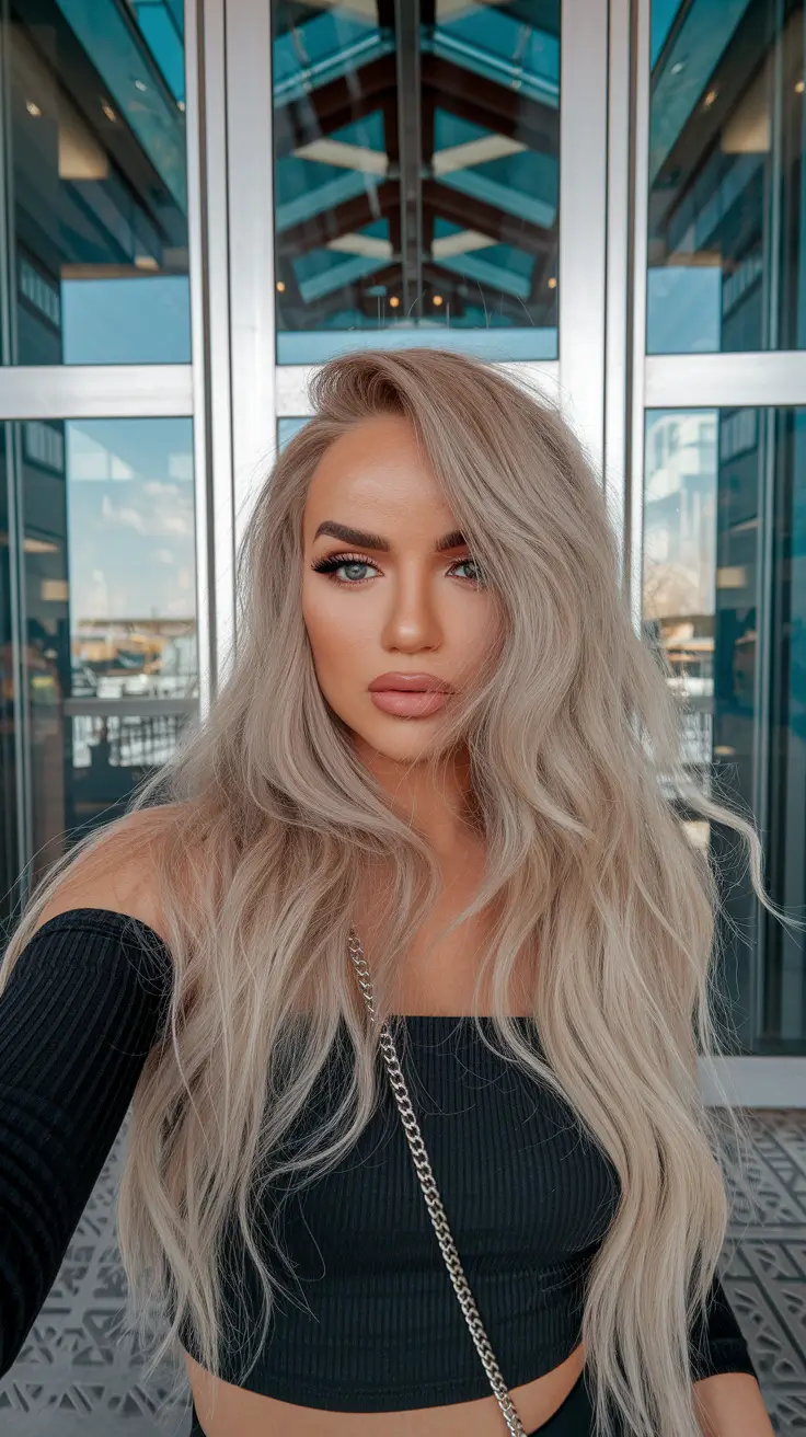 long haircut summer Platinum Blonde Volume with Edgy Layers