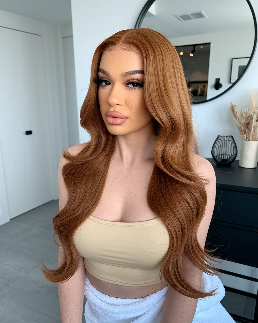 summer hair & color highlights 2025 auburn copper waves