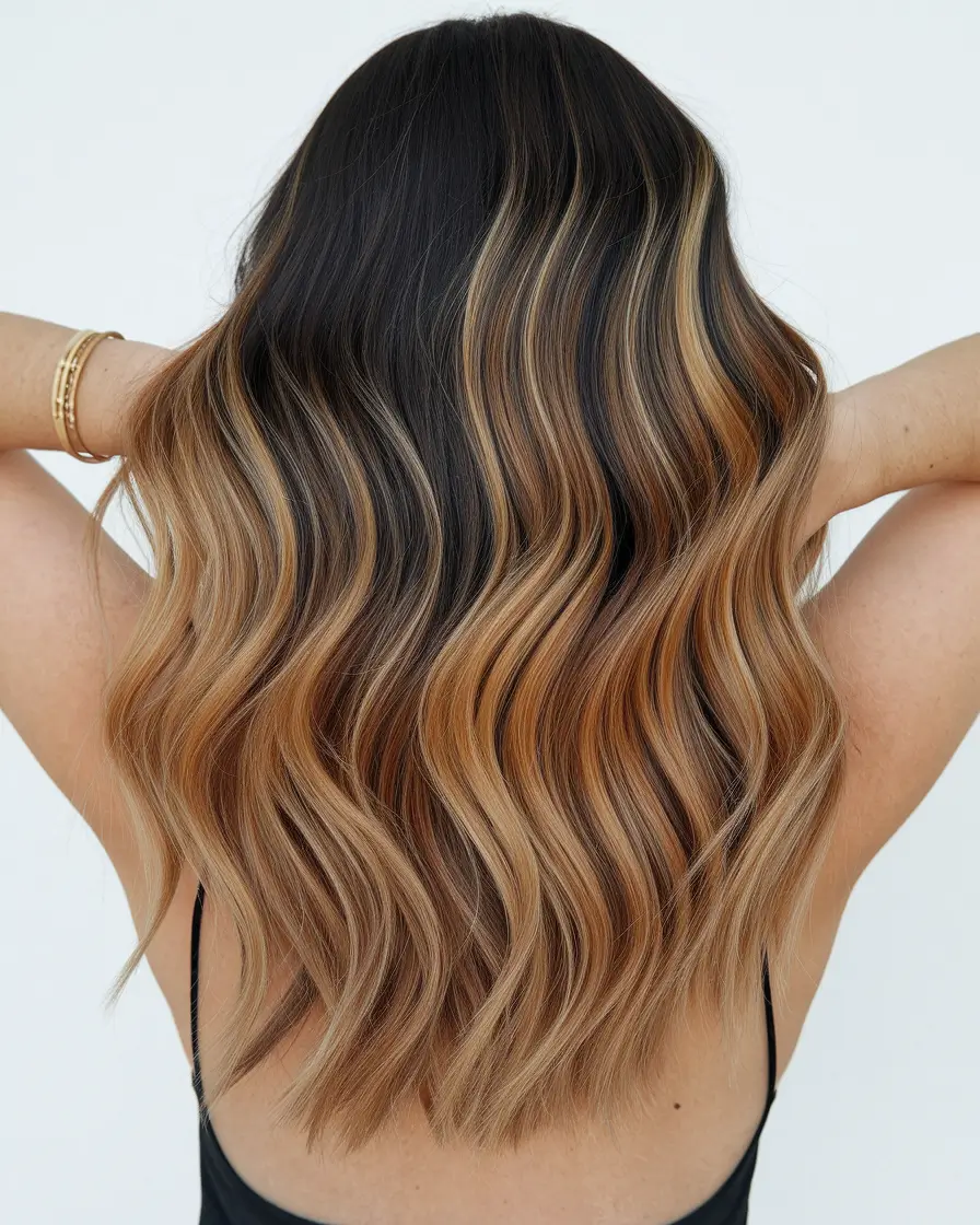 summer hair & color highlights 2025 caramel lowlight brunette