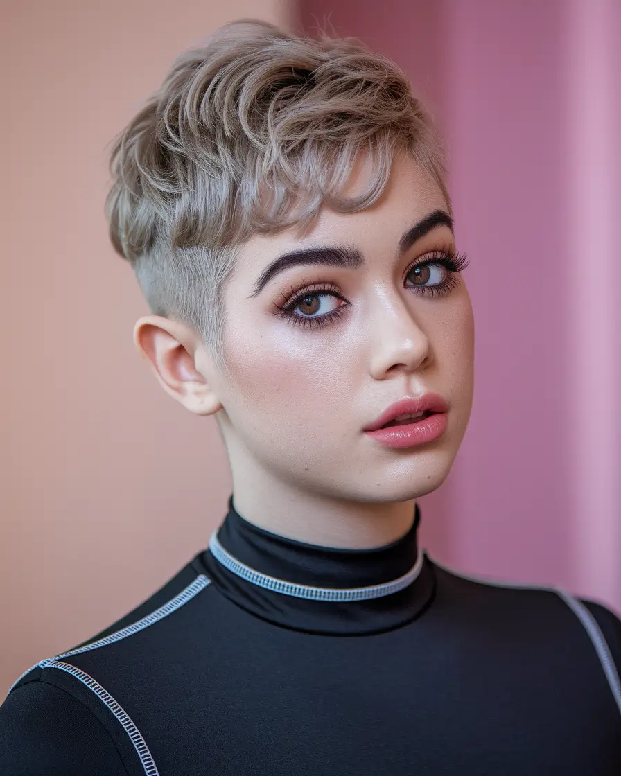 pixie haircuts for women - Soft Curled Pixie with Tight Undercut