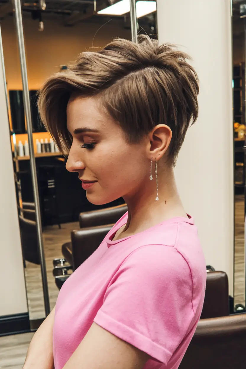 pixie haircuts for women - Asymmetrical Undercut Pixie with Long Fringe