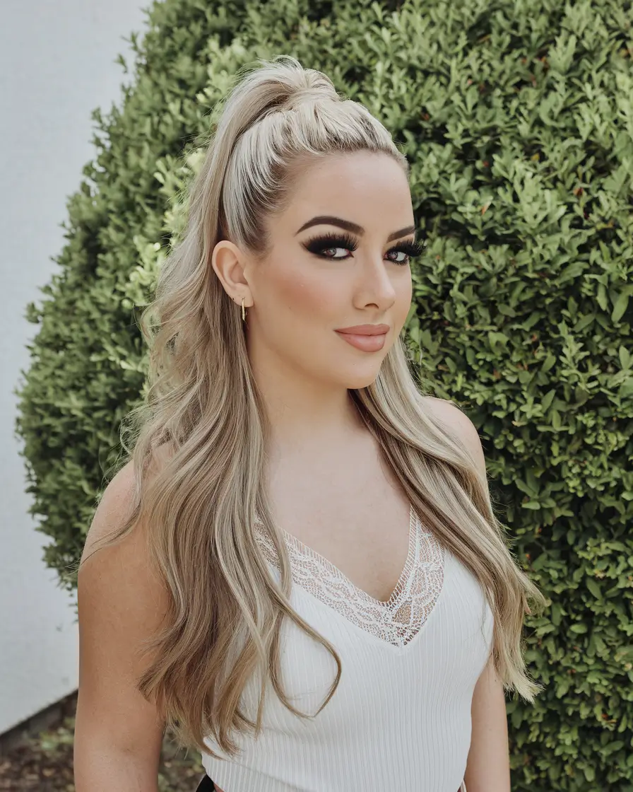 summer hairstyles high half-up ponytail