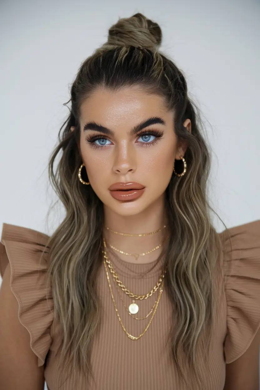 summer hairstyles half up top knot medium hair