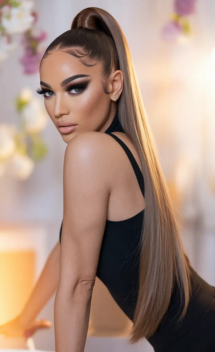 summer hairstyles long hair Sleek High Ponytail