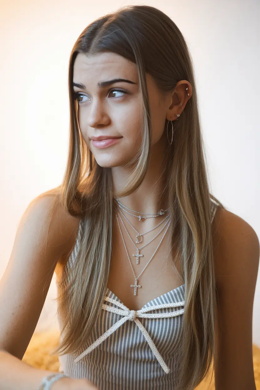summer hairstyles long hair Minimalist Center Part