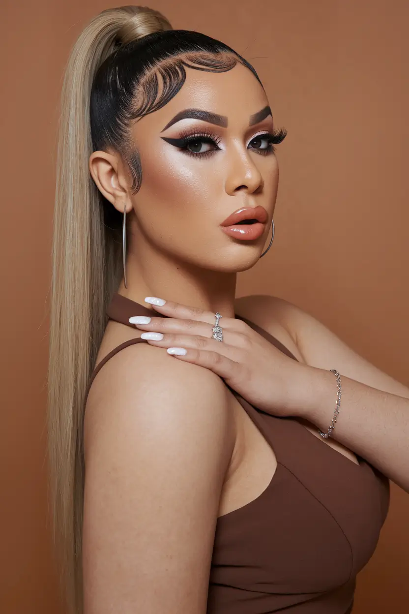 summer hairstyles long hair Sleek High Ponytail with Baby Hairs