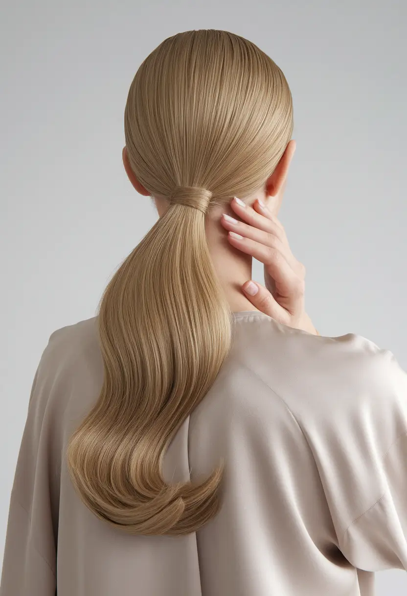 summer hairstyles long hair Sleek Low Ponytail