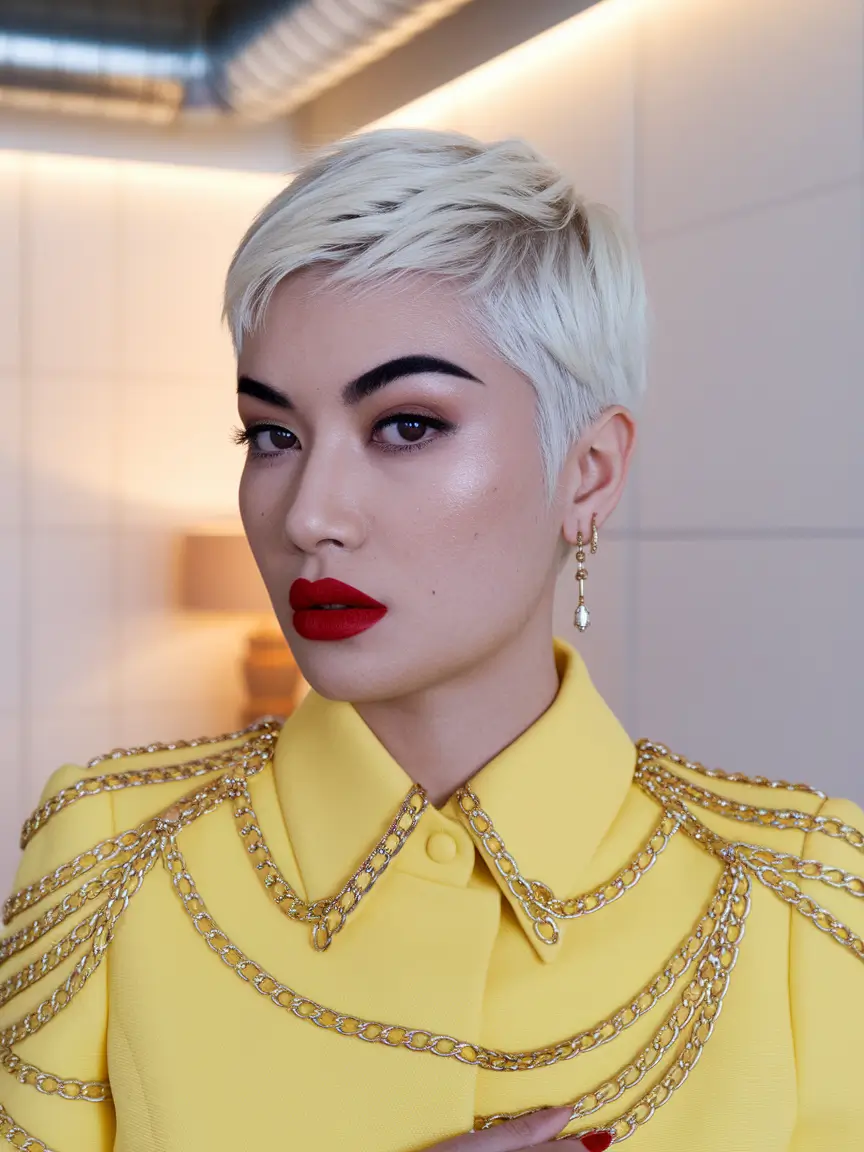 Best Short Haircuts Summer 2025 Platinum Blonde Pixie