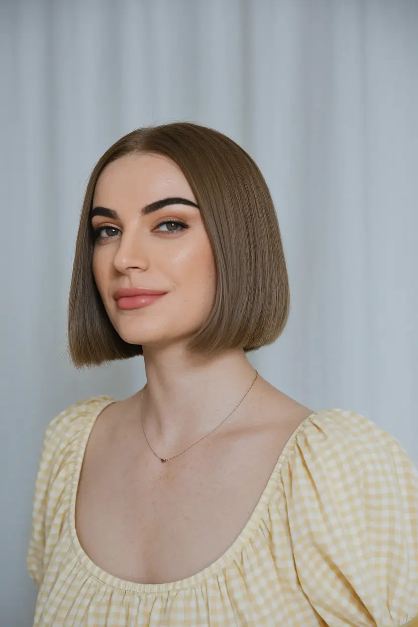Best Short Haircuts Summer 2025 Classic Blunt Bob with a Center Part