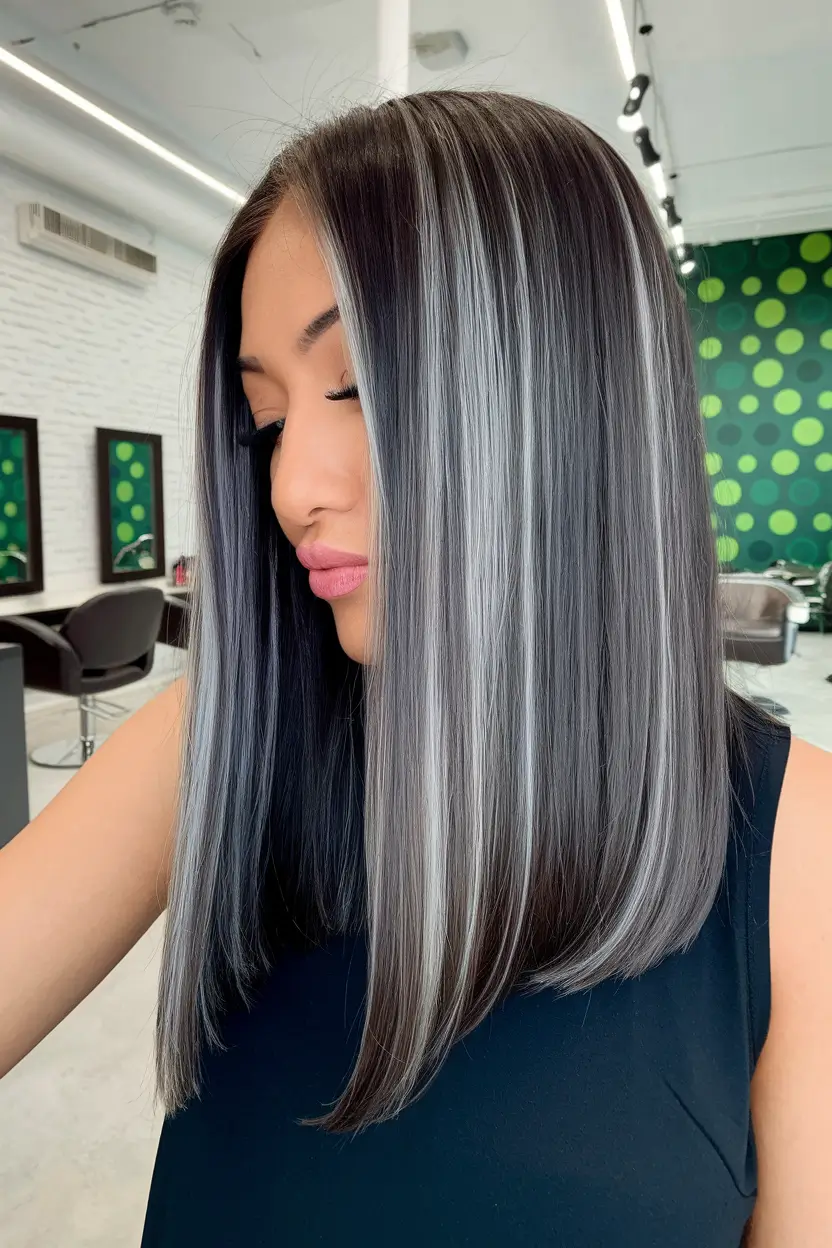 summer bob hairstyles ice smoke lob with cool highlights