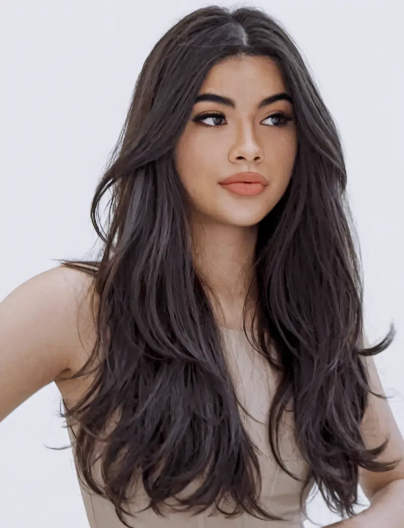 butterfly haircut long hair Layered Depth for Long Dark Hair