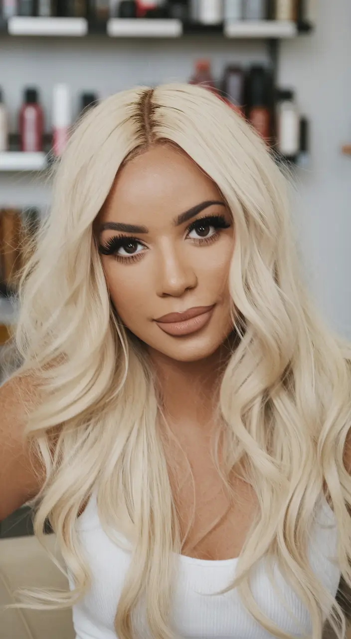 butterfly haircut with bangs Warm Blonde Waves and a Feathered Finish