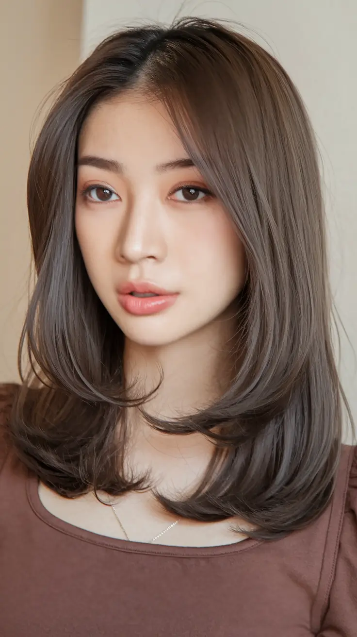 butterfly haircut straight hair Silky Mid-Length with Subtle Flip