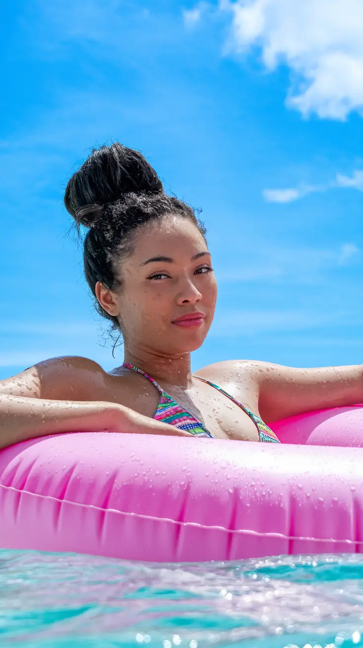Easy Simpl Pool Day Hairstyles 2025+Fluffy Top Knot for Maximum Chill