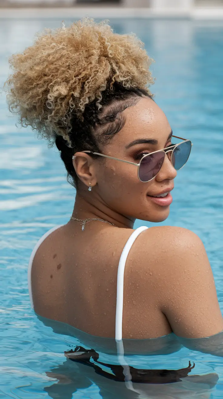 Easy Simpl Pool Day Hairstyles 2025+Pineapple Puff with Blonde Flair