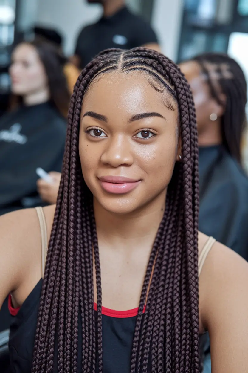 braid hairstyles for black women summer+Classic Middle-Part Box Braids