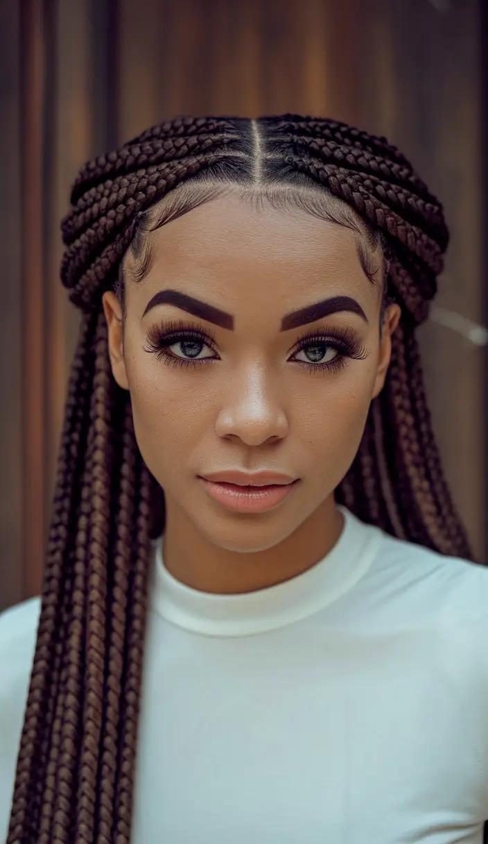 summer braid styles black women+Half-Up Space Buns with Long Braids