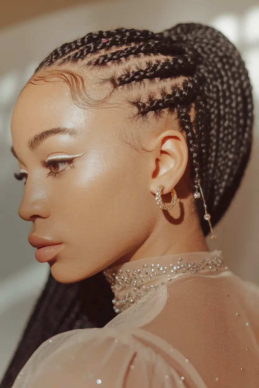 summer braid hairstyles black women+High Braided Ponytail with Sleek Edges