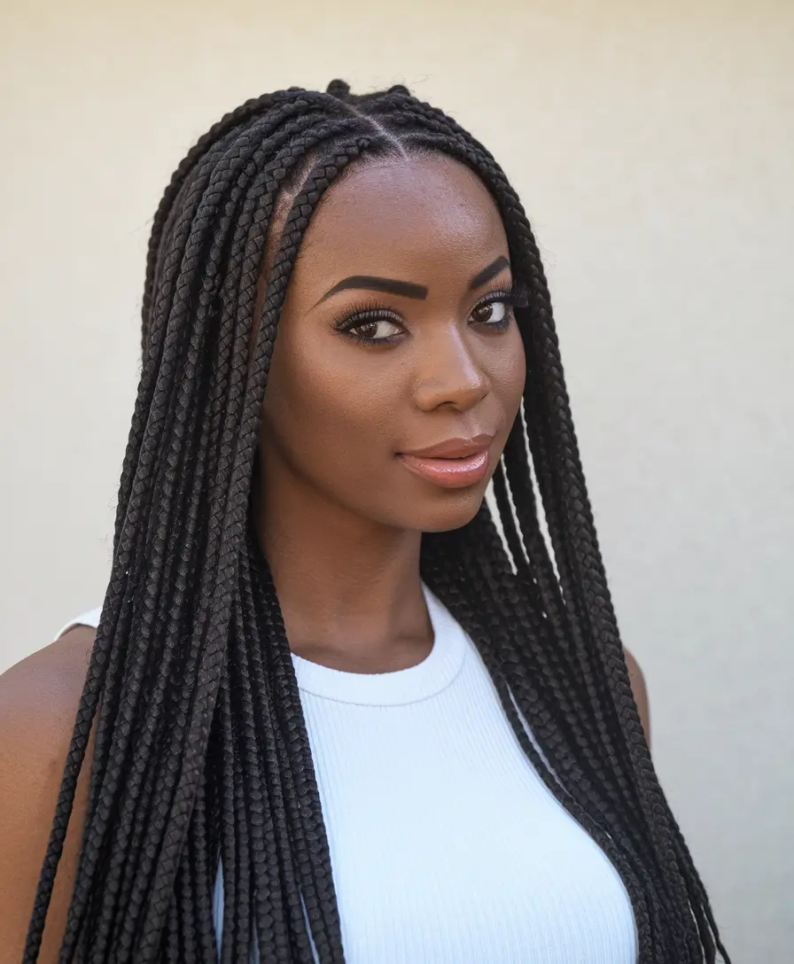 braid hairstyles for black women summer+Classic Waist-Length Box Braids
