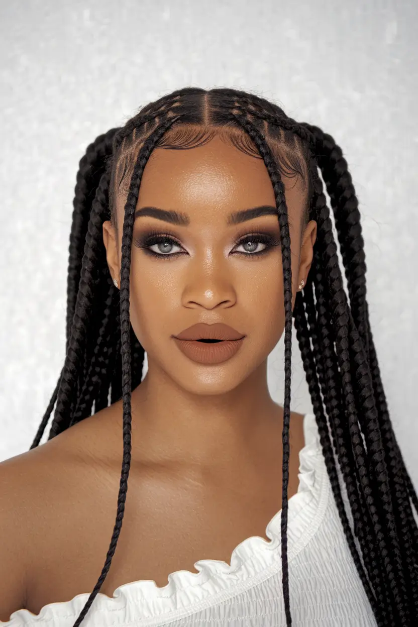 braid inspo for black women summer+Double Braids with Face-Framing Pieces