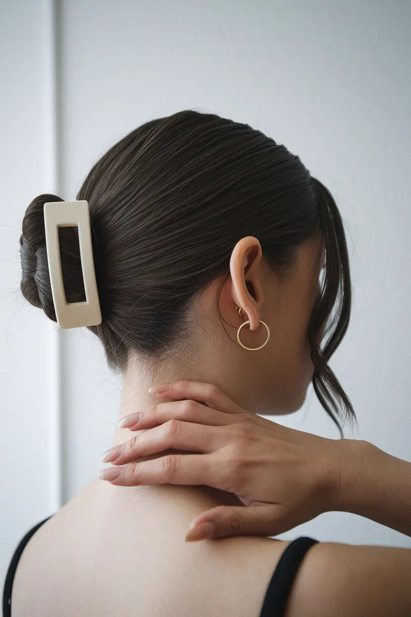 easy summer hairstyles 2025 Sleek Low Bun with Claw Clip