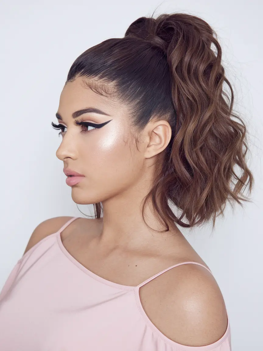 easy summer hairstyles 2025 High Ponytail with Textured Waves