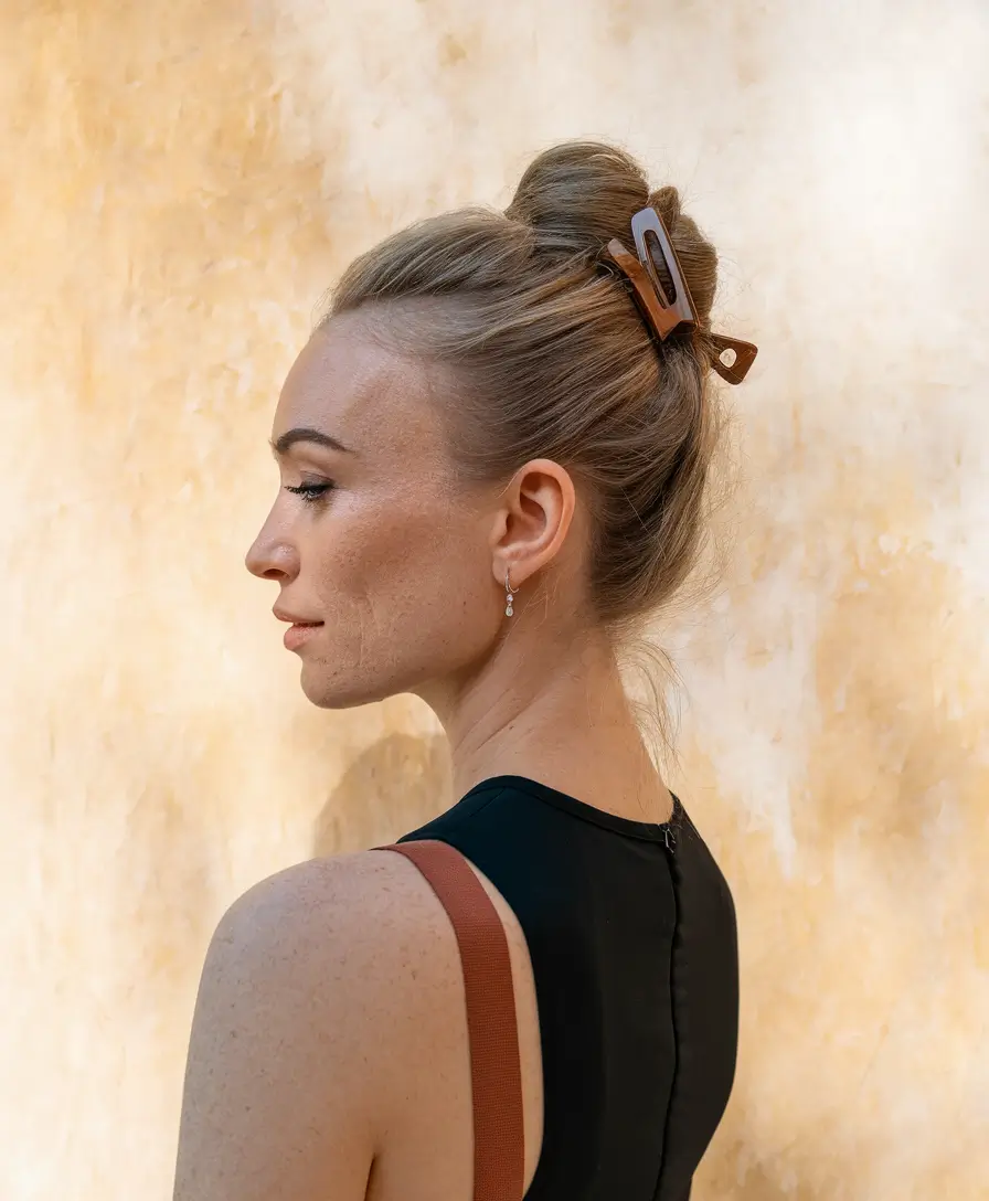 easy summer hairstyles 2025 French Twist with a Tortoise Claw Clip