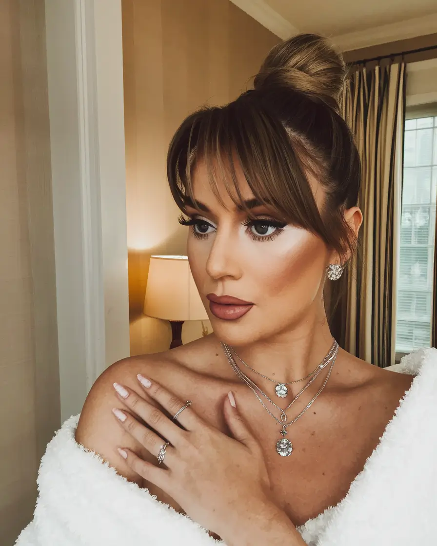 haircuts with bang - summer ideas 2025 Sleek Updo with Wispy Bangs