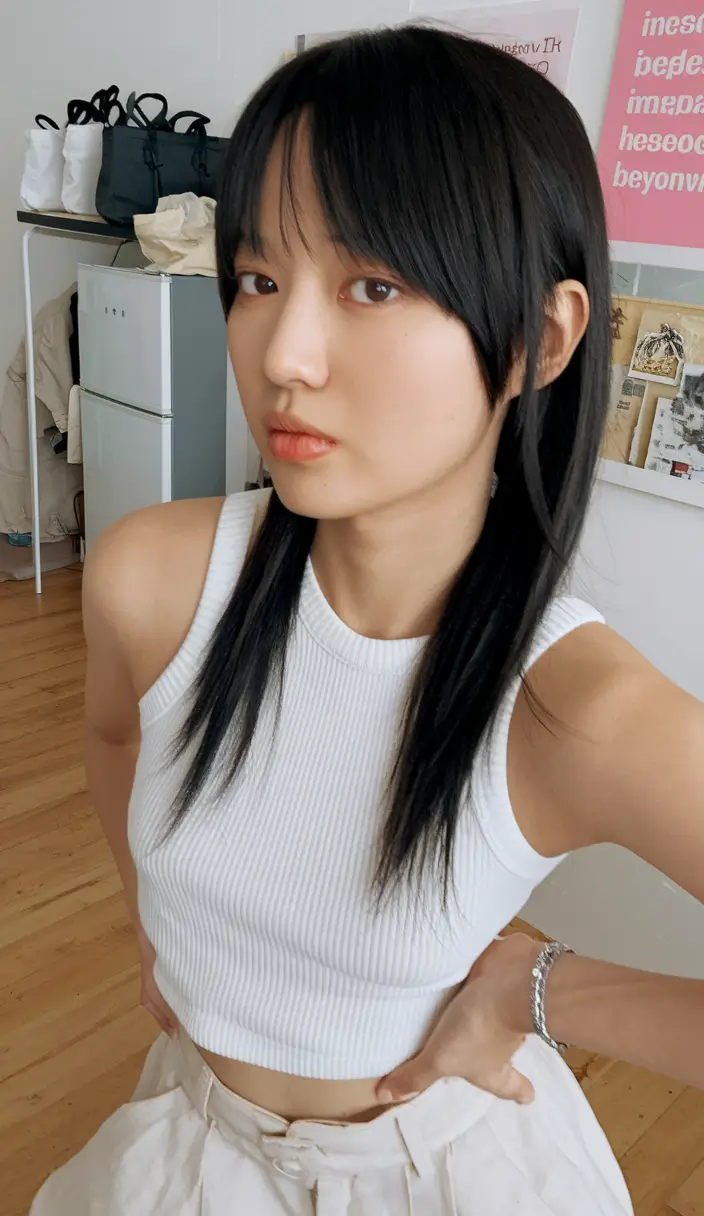 haircuts with bang - summer ideas 2025 Soft Shag with Wispy Bangs