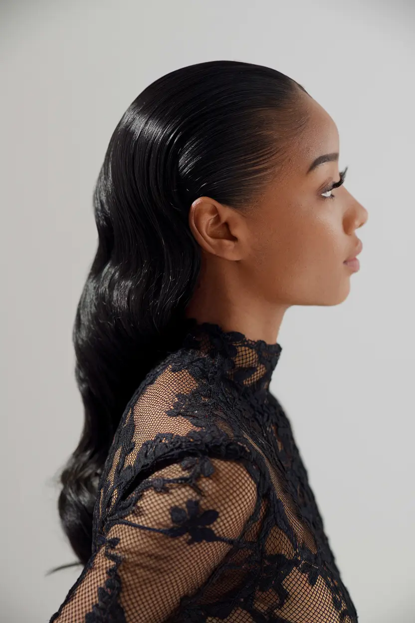 black women summer hair+Glossed and Sculpted Old-Hollywood Waves