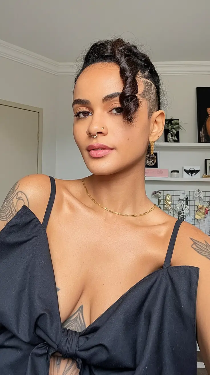 birthday summer hairstyles for black women+Undercut with a Twist: Rebellious Summer Romance