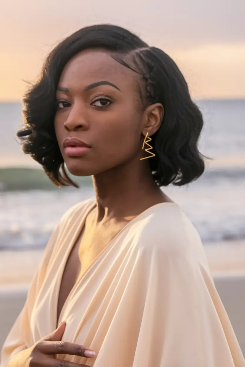 black women summer hairstyles Retro Glam Waves With A Braided Detail